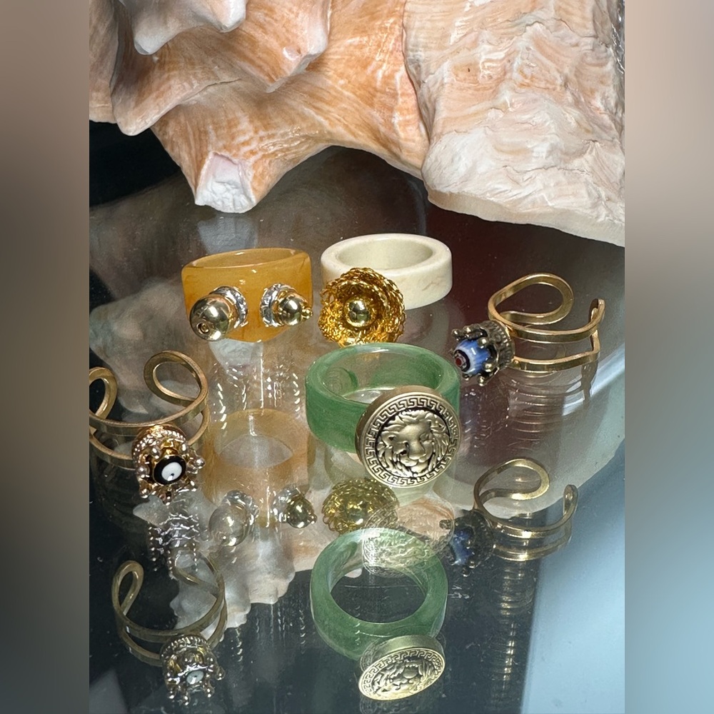 Elegant Gold Statement Women's Ring Set of 5 (B)